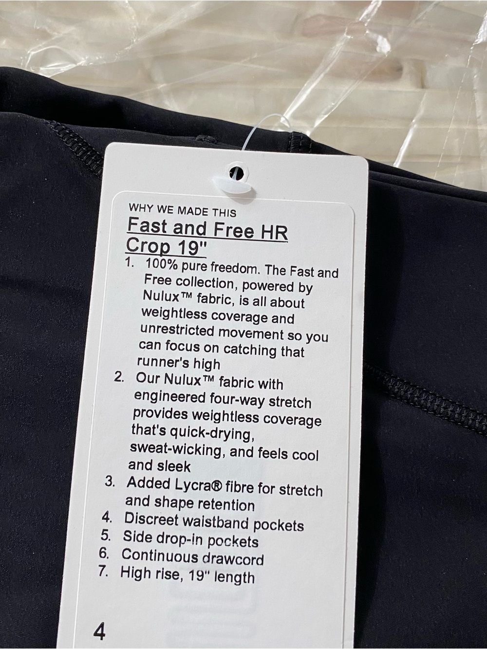Lululemon Fast and Free High-Rise Crop 19” - Picture 4 of 4